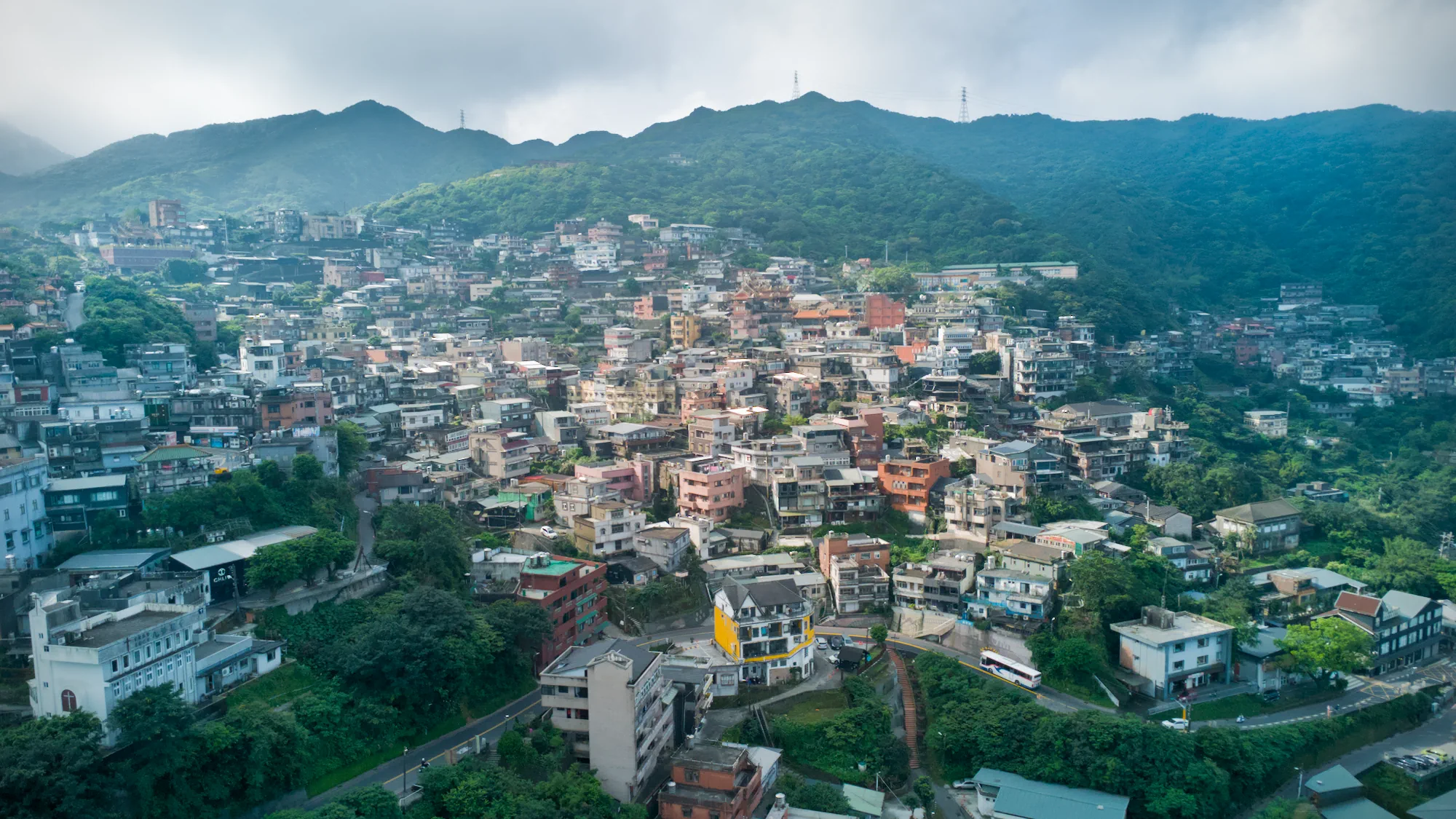 Aerial shot of Jiufen