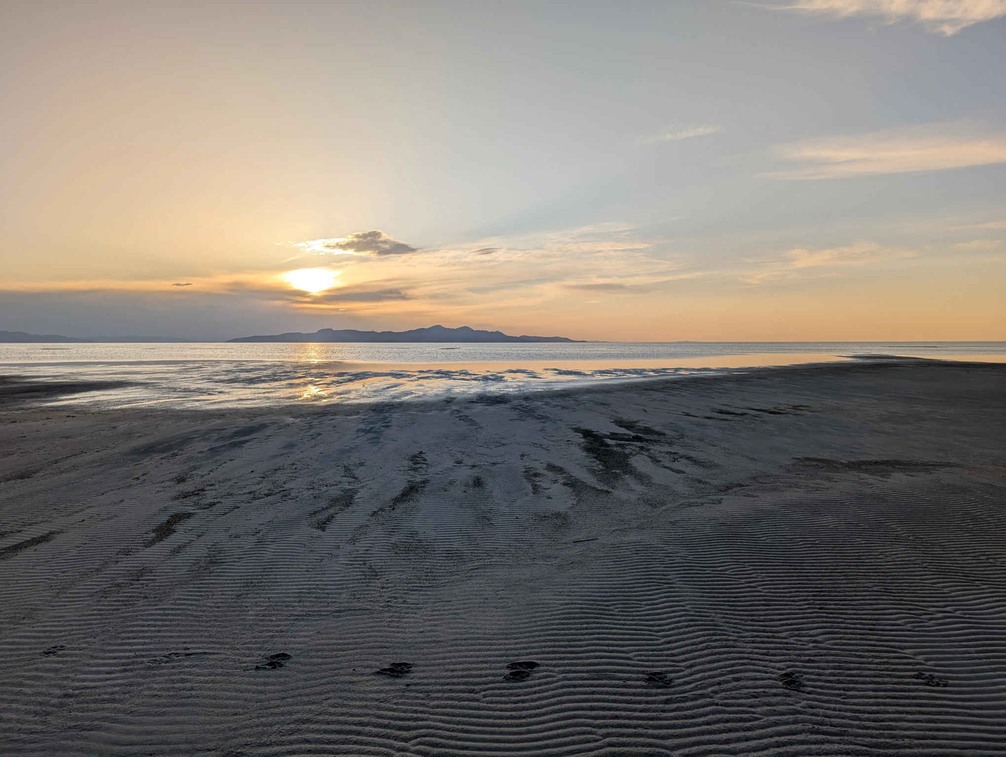Sunset shoreline of Great Salt Lake