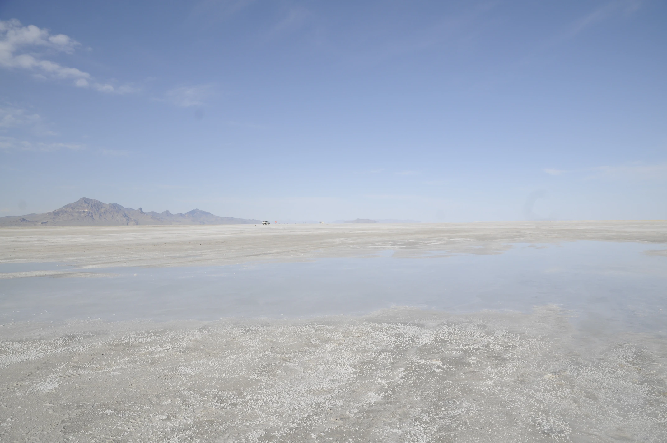 Landscape of Bonneville Salt Flats with puddle
